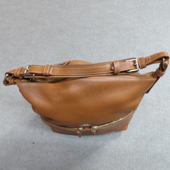 Dooney & Bourke Womens Handbag Tote Beige Leather Hobo Zip Dillen - Picture 3 of 13